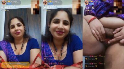 Desi wife’s live cam show popped her big boobs out of her saree blouse